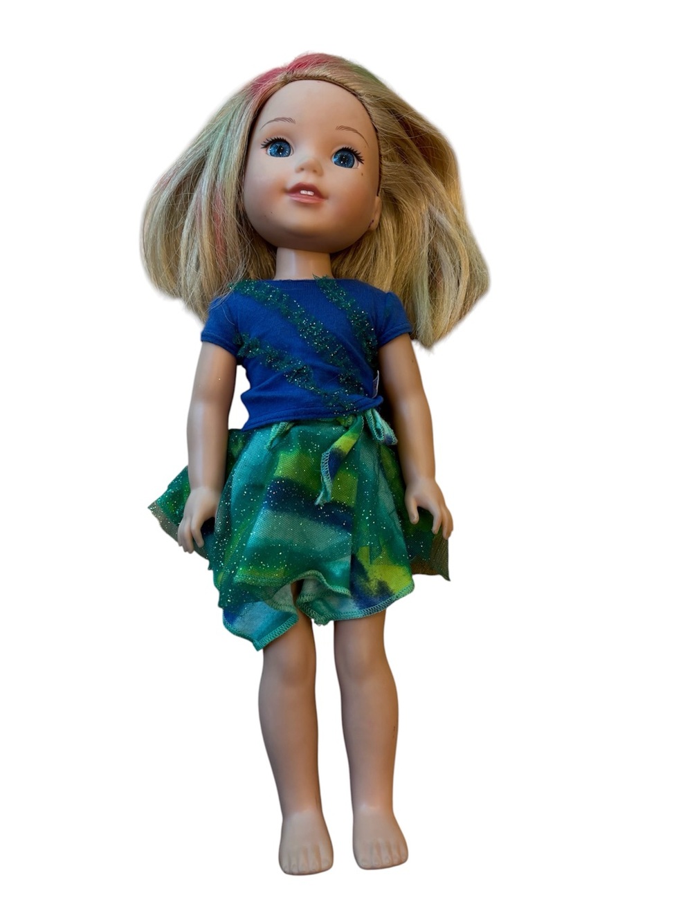 American Girl Wellie Wishers Doll Blond Blue Eye 14”